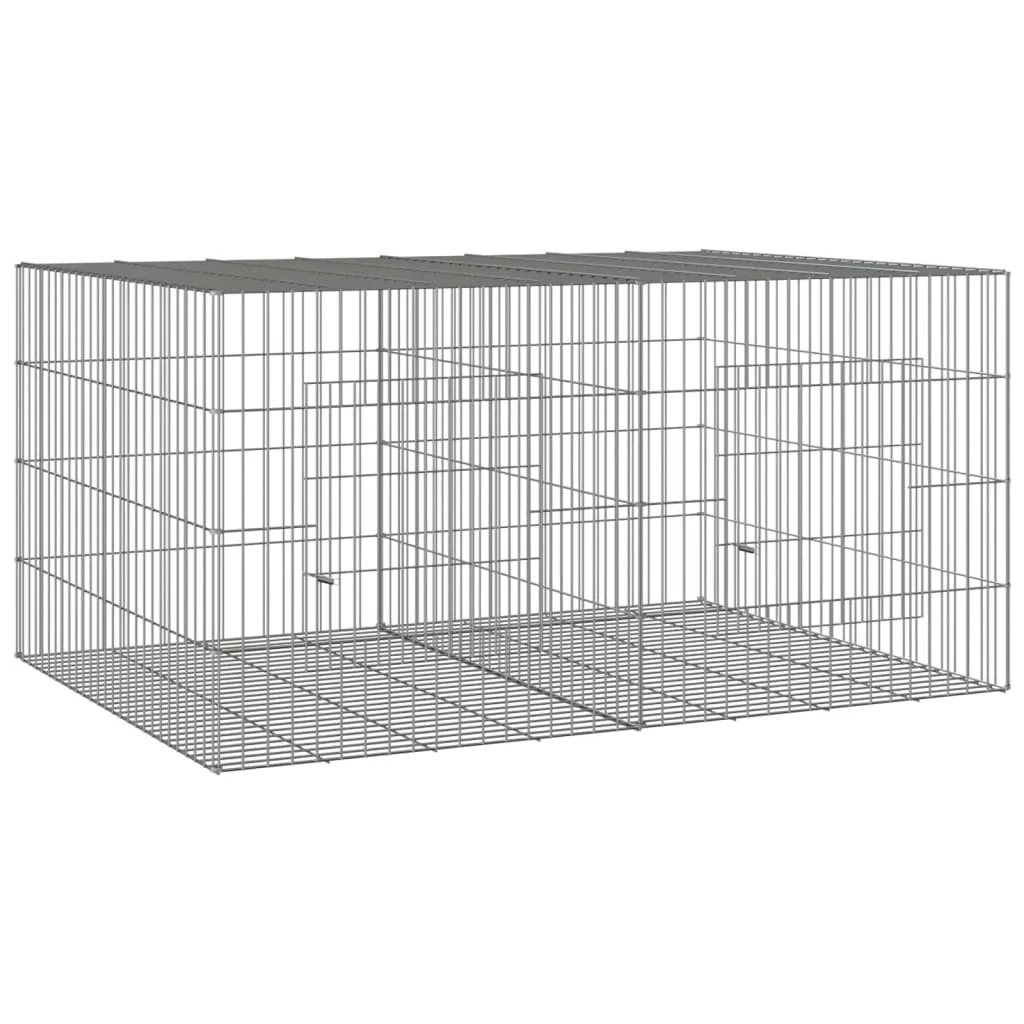 vidaXL 2-Panel Rabbit Cage 110x79x54 cm Galvanised Iron