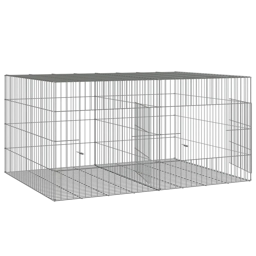 vidaXL 2-Panel Rabbit Cage 110x79x54 cm Galvanised Iron