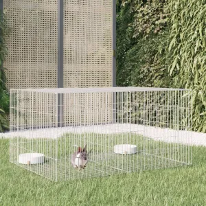 vidaXL 2-Panel Rabbit Cage 110x79x54 cm Galvanised Iron