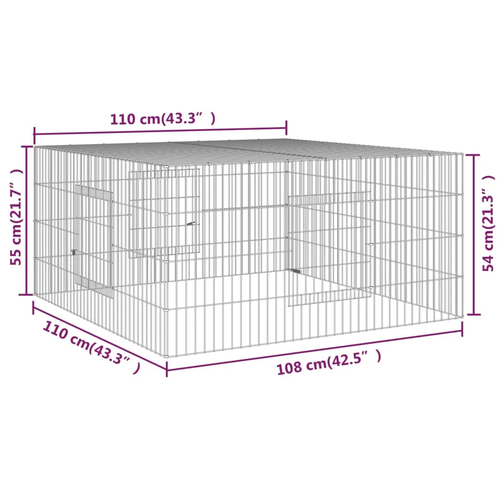 vidaXL Rabbit Cage 110x110x55 cm Galvanised Iron