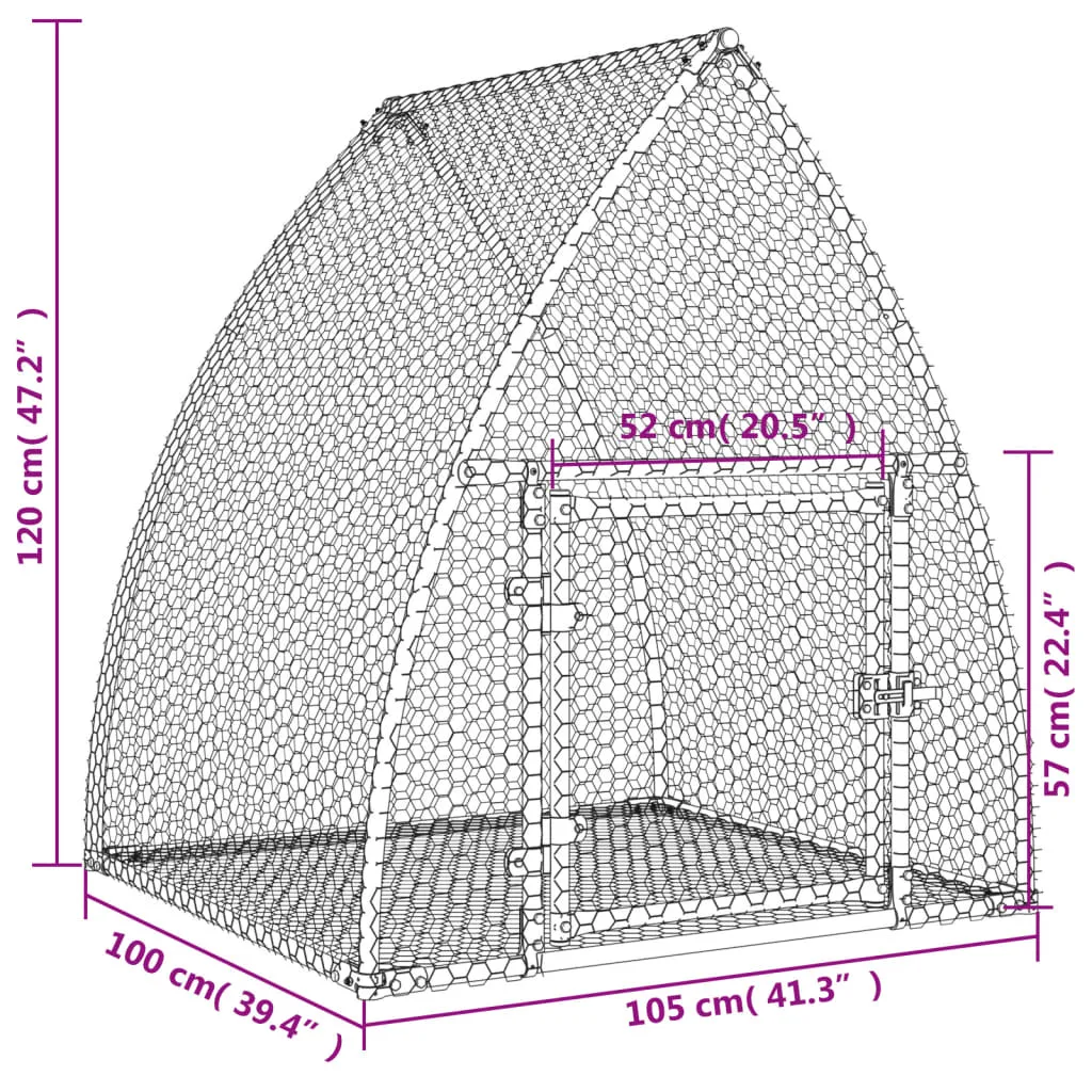 vidaXL Rabbit Hutch Silver 100x105x120 cm Galvanised Steel