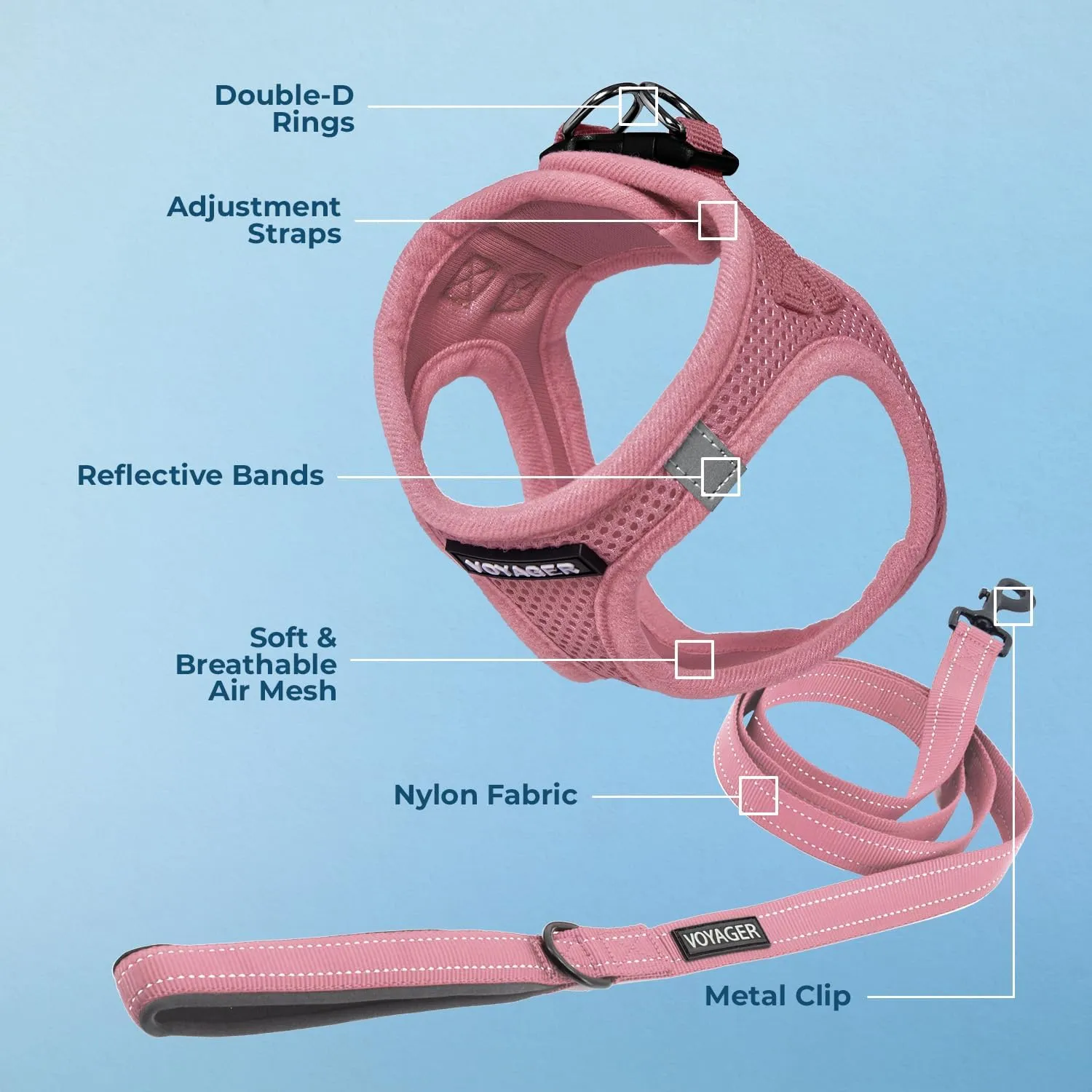 Voyager Step-in Air Cat Harness - All Weather Mesh Step in Vest Harness for Small and Medium Cats by Best Pet Supplies - Harness Leash Set (Pink), XXS