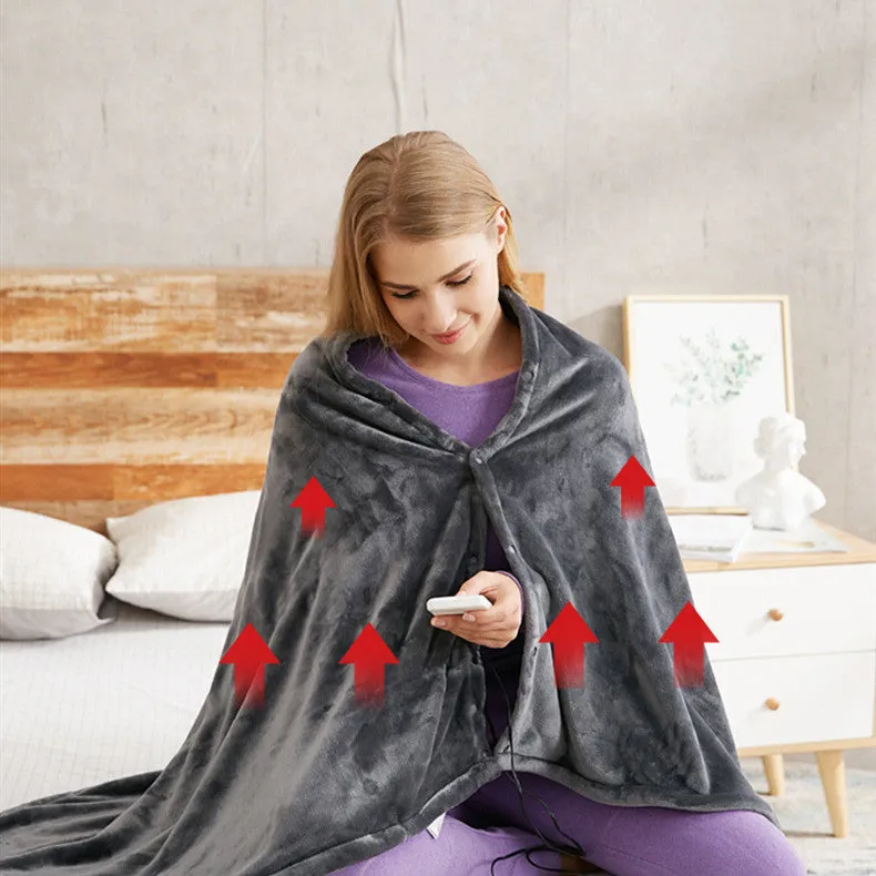 Winter Flannel Heated Blanket Cold Protection Body Warmer Usb Heated Warm Shawl Electric Heated Plush Blanket | Brodtica.com