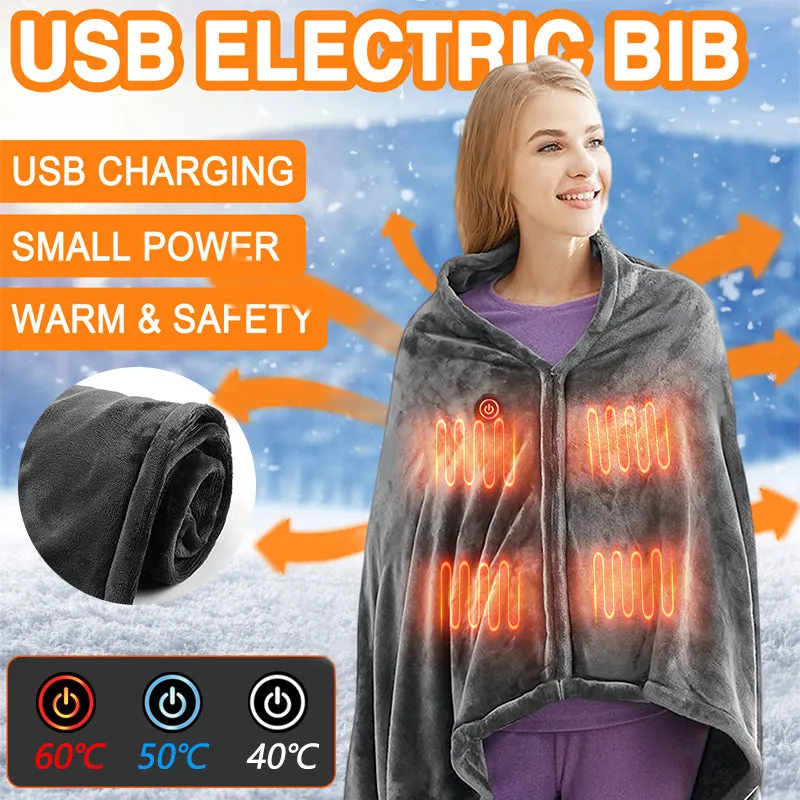 Winter Flannel Heated Blanket Cold Protection Body Warmer Usb Heated Warm Shawl Electric Heated Plush Blanket | Brodtica.com