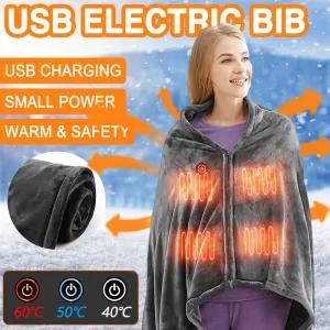 Winter Flannel Heated Blanket Cold Protection Body Warmer Usb Heated Warm Shawl Electric Heated Plush Blanket | Brodtica.com