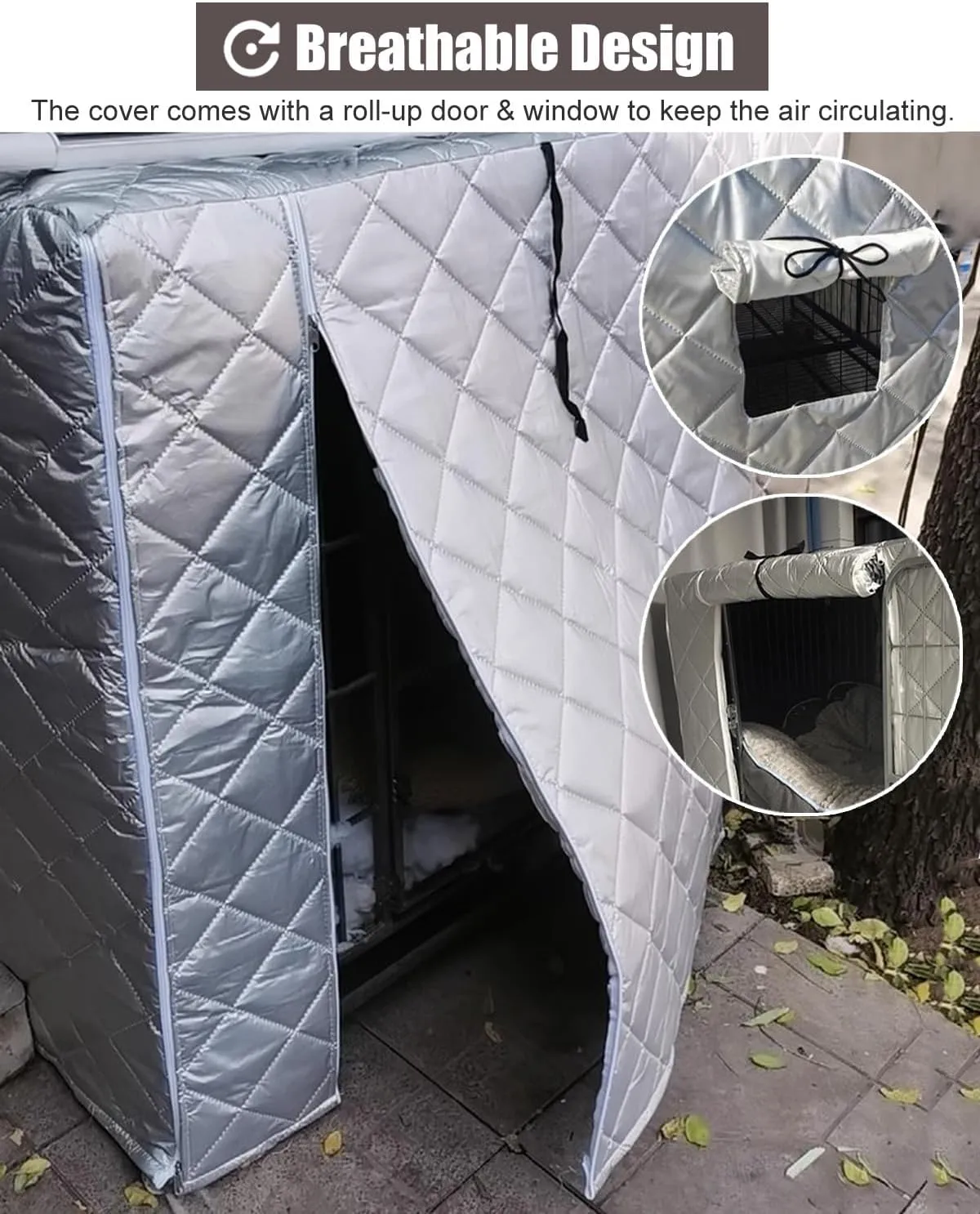 ZIMGOD Warmth Dog Crate Cover for Winter Outdoor, Insulated & Breathable Dog Cage Cover 24 30 36 42 48 Inch, Kennel Privacy Covers to Keep Warm, Custom Size(76x48x53cm (30x19x21in))